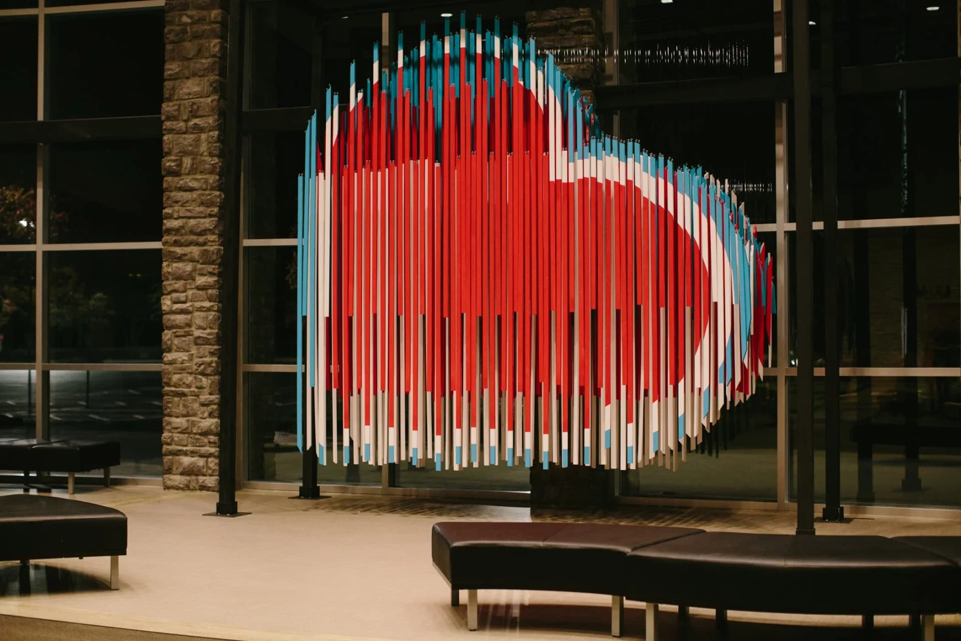 completed dimensional heart installation with custom fabrication