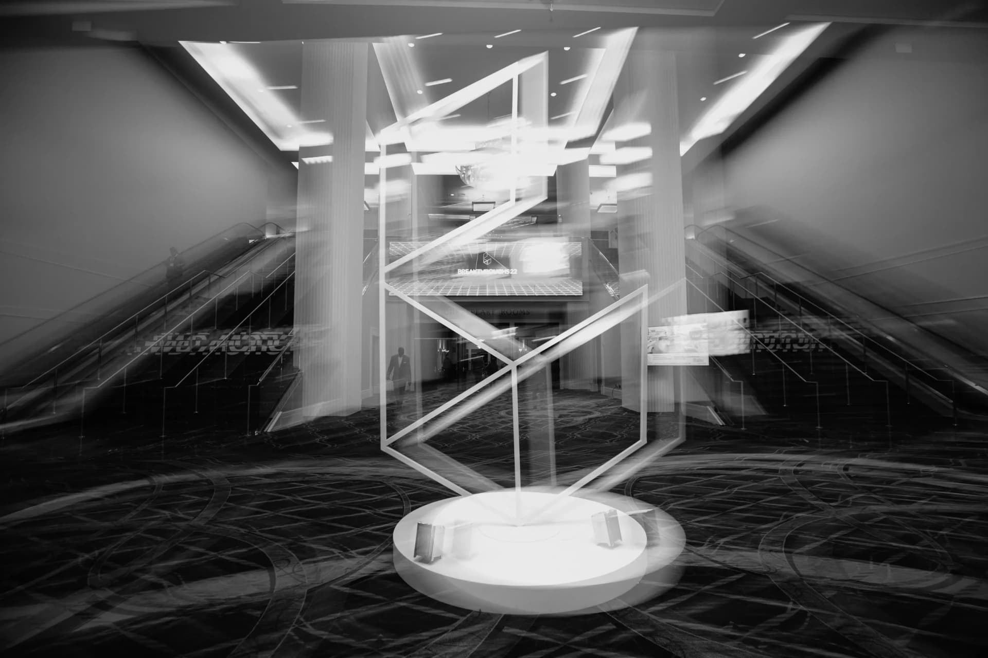 custom sculptural centerpiece with illuminated scenic elements