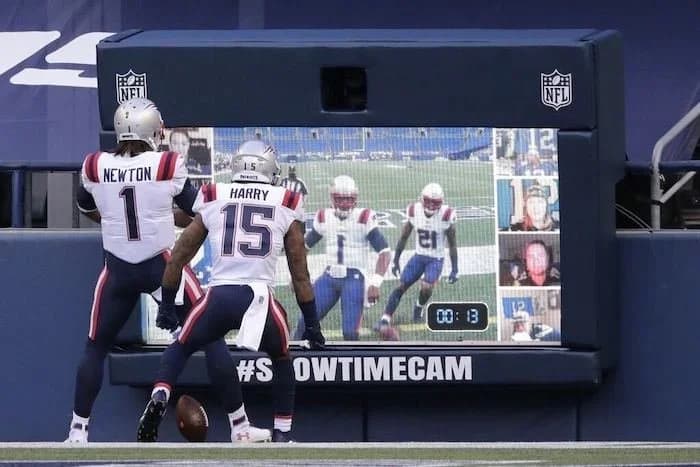 interactive football camera display with custom branded screen