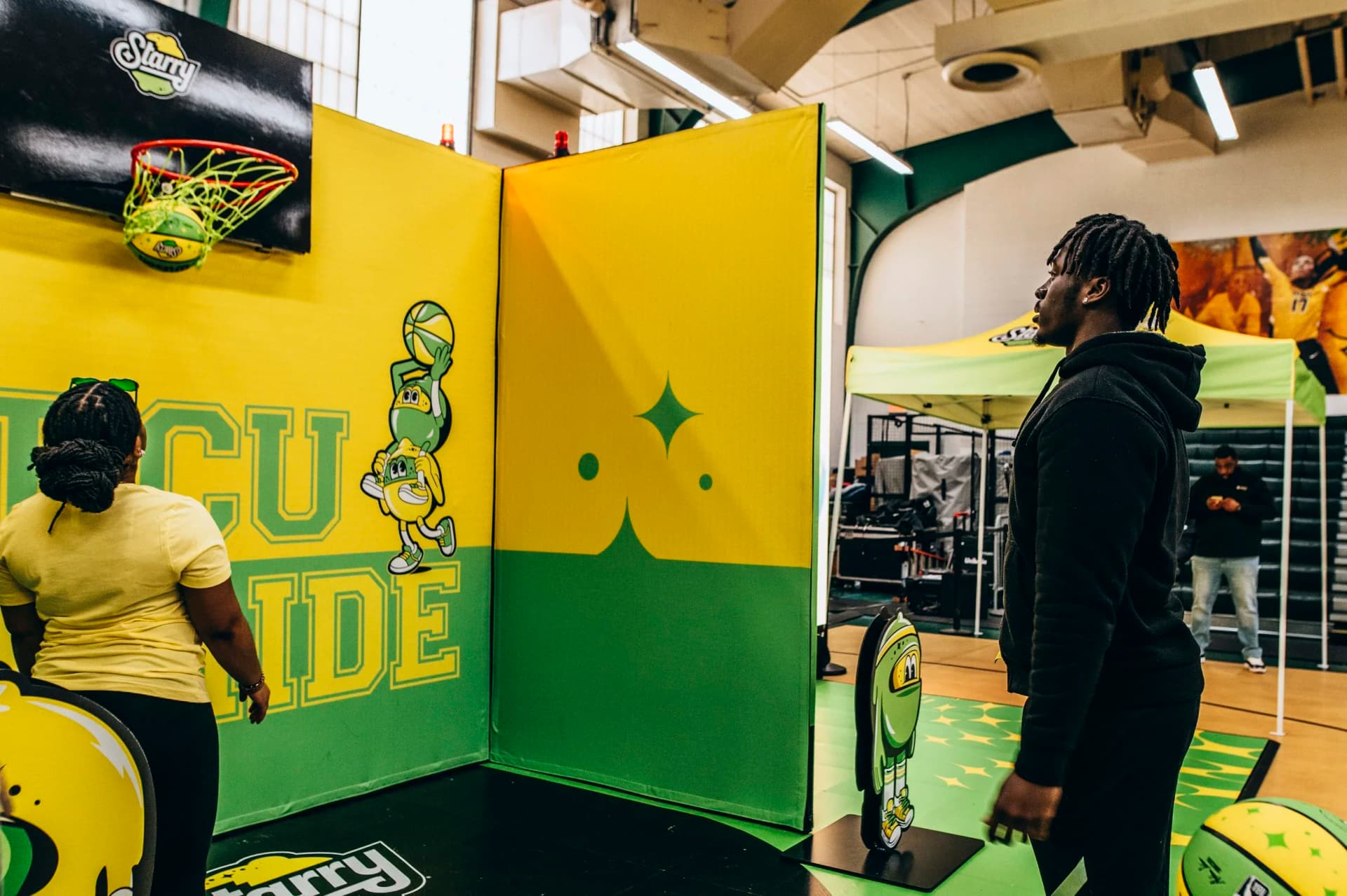 interactive sports activation with branded basketball game display