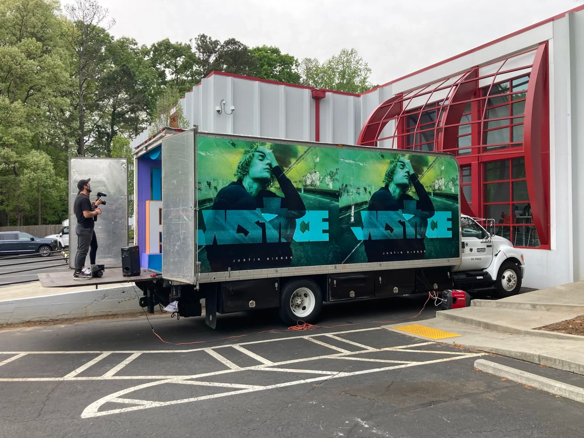 mobile brand activation truck with custom graphics and video display