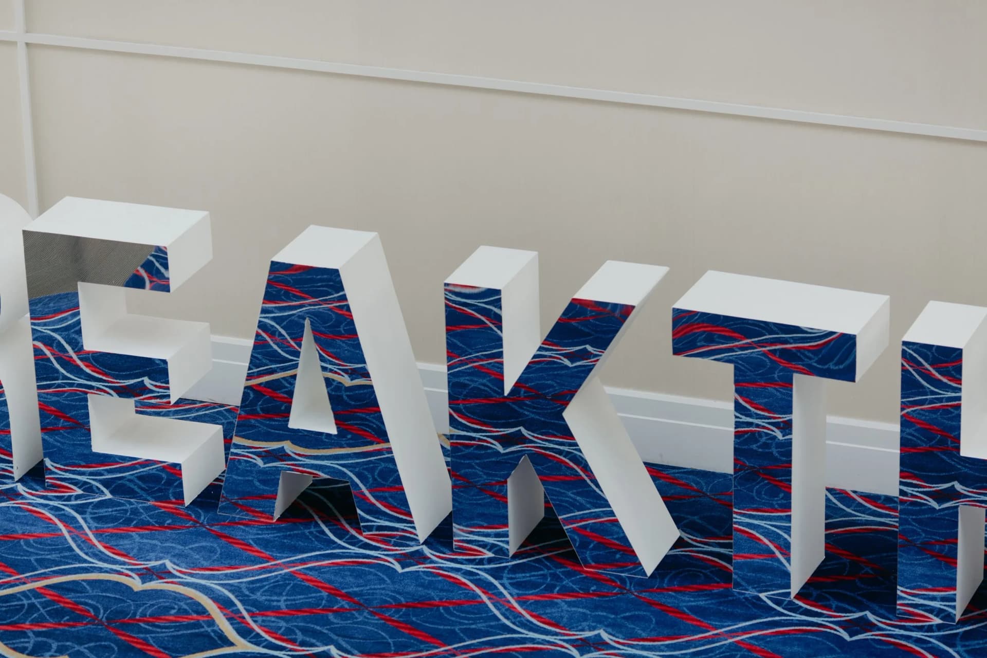oversized dimensional lettering installation for branded event display
